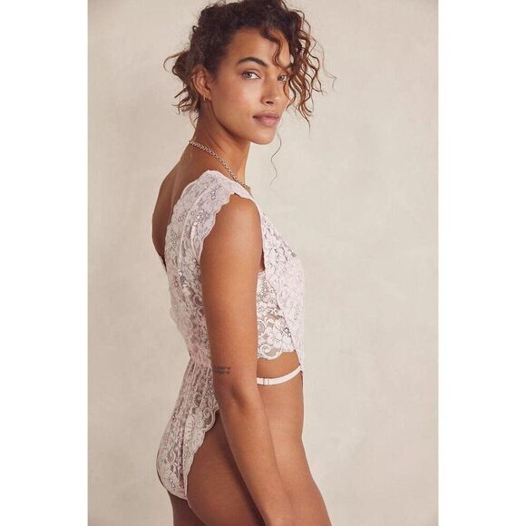 We Are HAH Cut to the Chase Bodysuit Womens L Naked Truth Pink Lace Lingerie NWT - Picture 3 of 7
